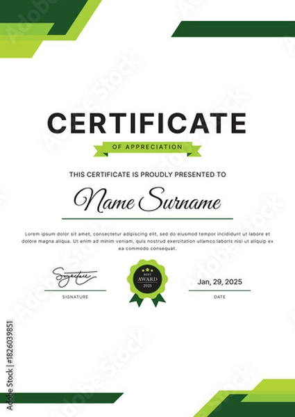 Obraz Certificate Template Design