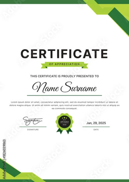 Obraz Certificate Template Design