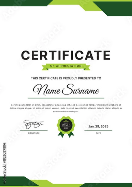 Obraz Certificate Template Design