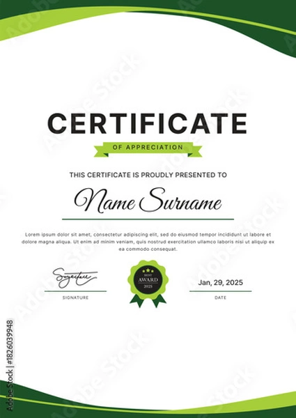 Obraz Certificate Template Design