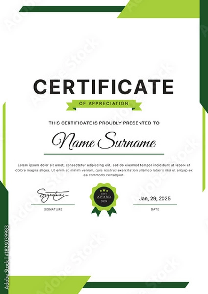 Obraz Certificate Template Design