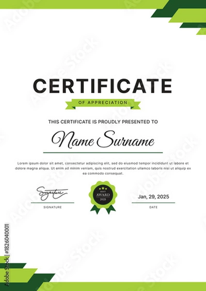 Obraz Certificate Template Design