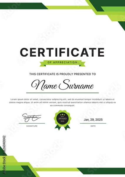 Obraz Certificate Template Design