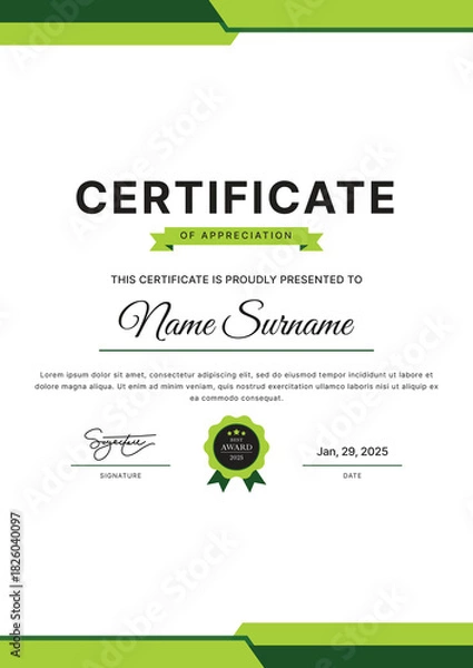 Obraz Certificate Template Design