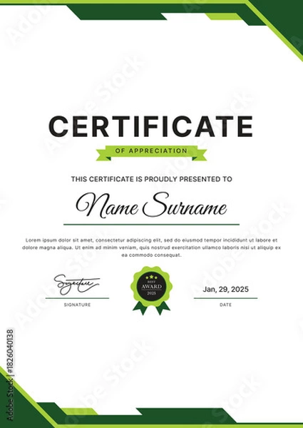 Obraz Certificate Template Design