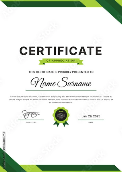 Obraz Certificate Template Design