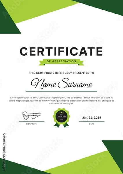 Obraz Certificate Template Design