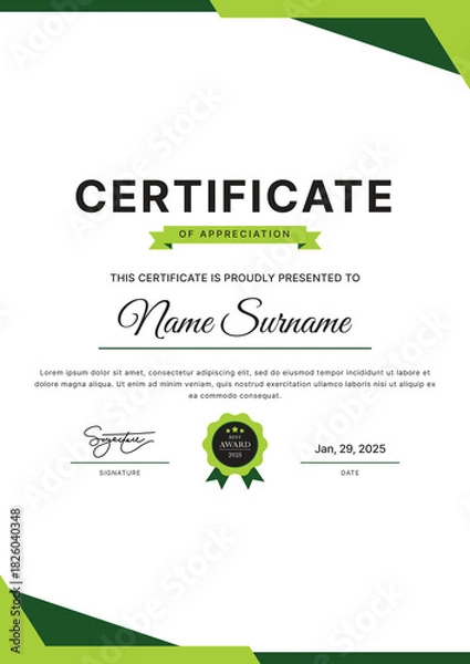 Obraz Certificate Template Design