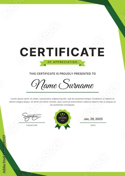 Obraz Certificate Template Design