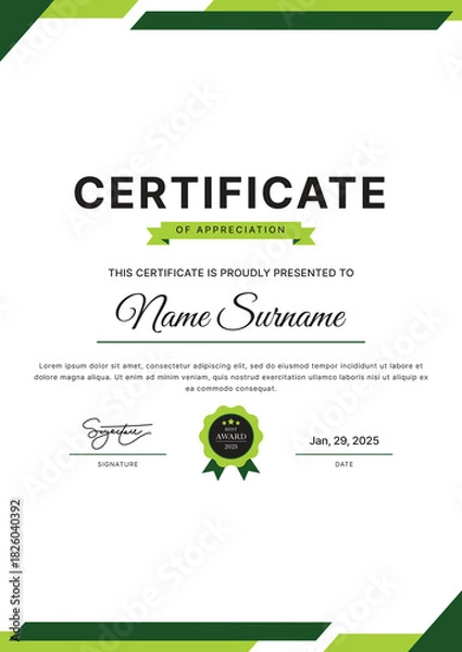 Obraz Certificate Template Design