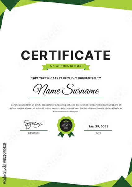 Obraz Certificate Template Design