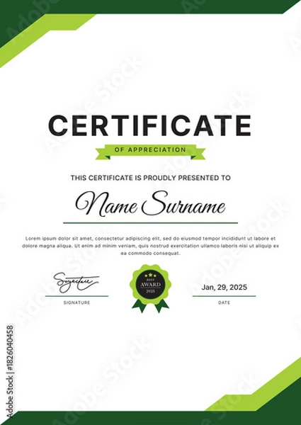 Obraz Certificate Template Design