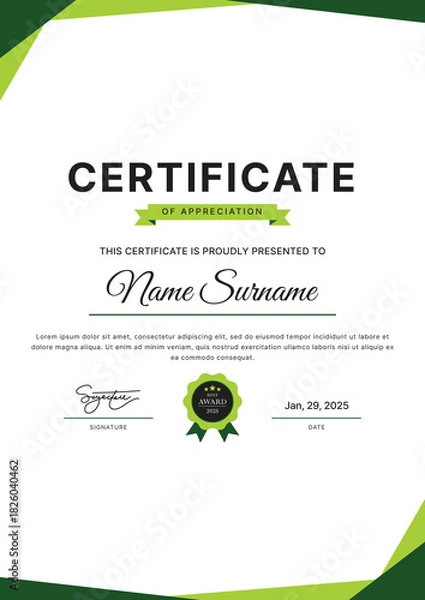 Obraz Certificate Template Design