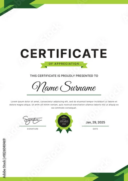 Obraz Certificate Template Design