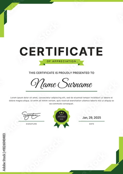 Obraz Certificate Template Design
