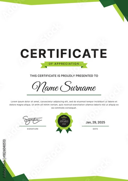Obraz Certificate Template Design