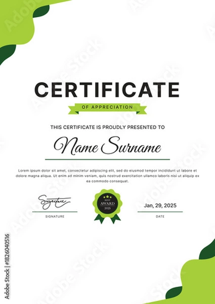 Obraz Certificate Template Design