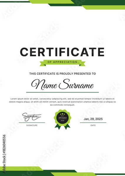Obraz Certificate Template Design