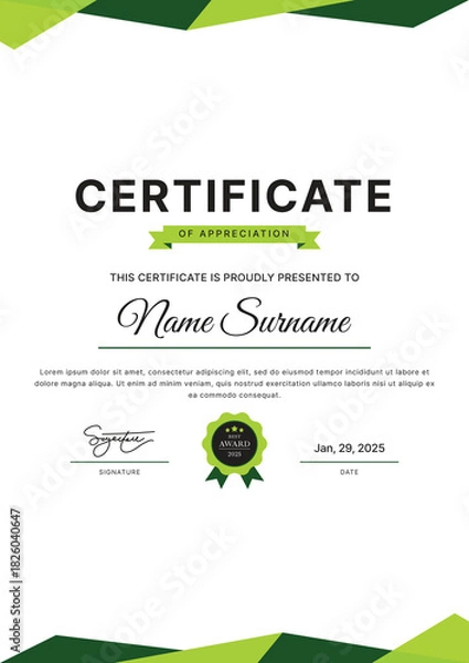 Obraz Certificate Template Design
