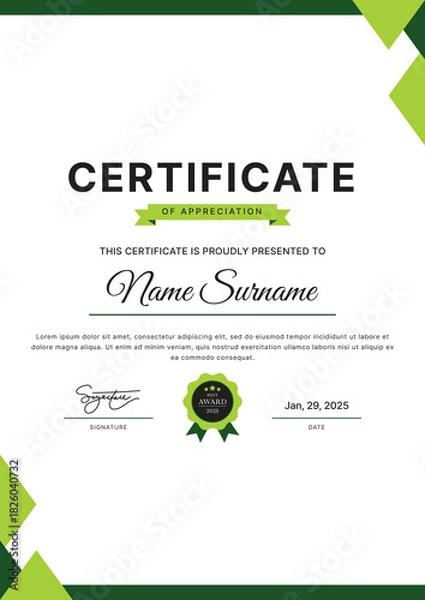Obraz Certificate Template Design