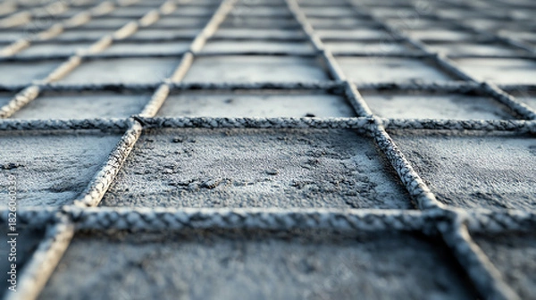 Obraz Wire mesh reinforced concrete macro view