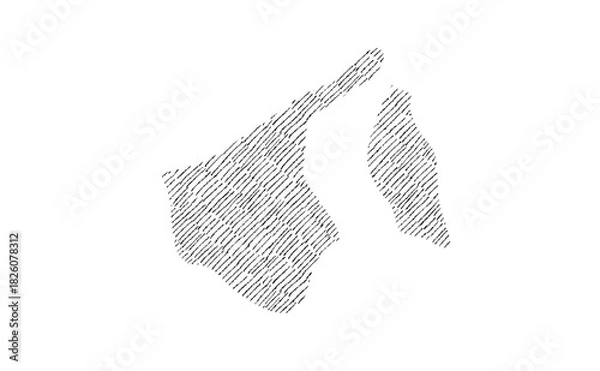 Fototapeta Brunei Darussalam map hand drawn sketch on white background vector, freehand hatch style map, vintage map.