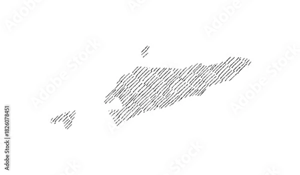 Fototapeta Timor Leste or East Timor map hand drawn sketch on white background vector, freehand hatch style map, vintage map.
