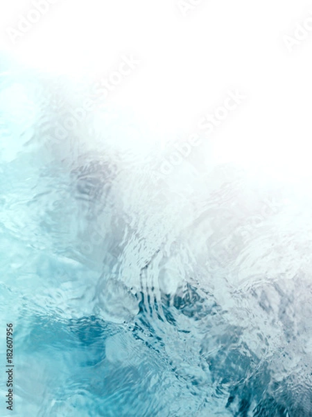 Obraz Painterly, tranquil, and meditative blue green flowing water background fade to white