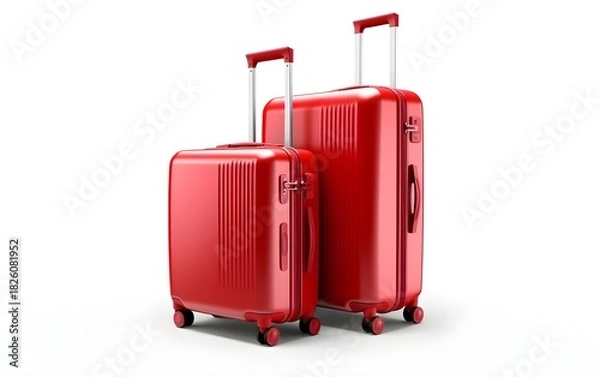 Obraz Red suitcases isolated on a white background