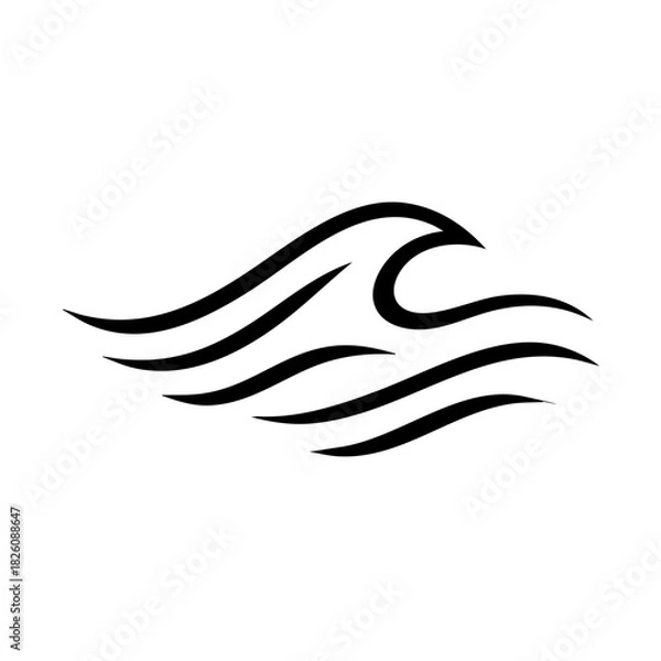 Fototapeta dynamic wave lines flowing horizontally, minimal modern design