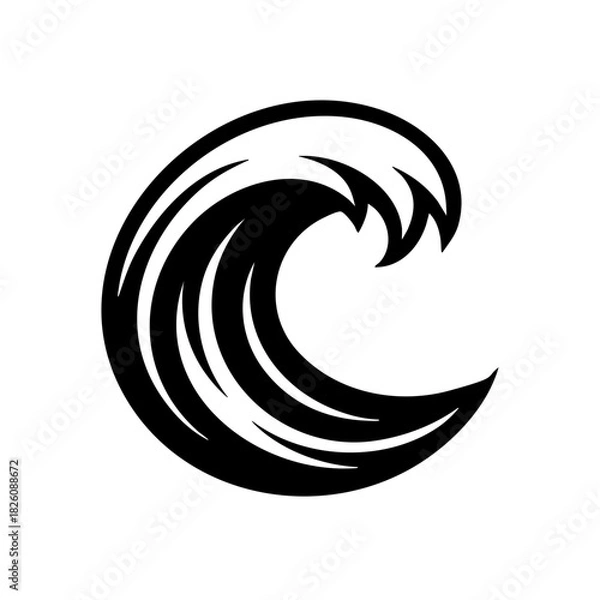 Fototapeta vector logo of a cresting wave with sharp curves and dynamic motion