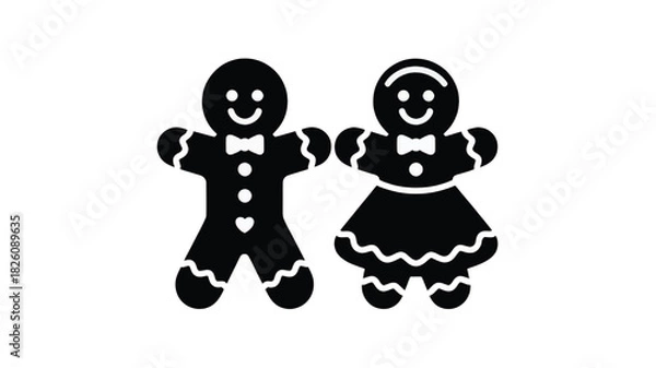 Obraz Gingerbread Couple Silhouette Illustration