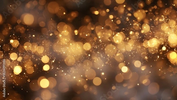Fototapeta Warm Christmas Background with Soft Golden Bokeh Lights and Sparkling Dust, Ideal for Holiday Celebration, New Year, Party Invitation, or Luxury Design