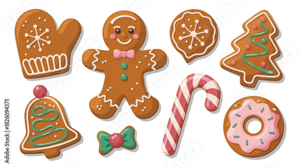 Obraz Gingerbread Christmas Cookie Collection Illustration