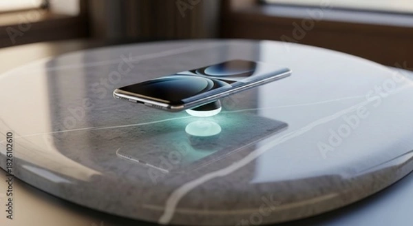 Fototapeta A smart phone on a small fancy stand like a show piece 