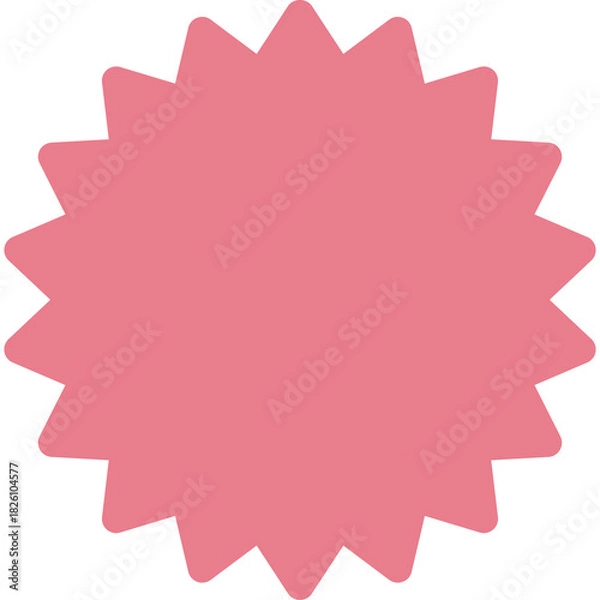 Obraz Pink Starburst Shape Isolated on Transparent Background Simple Geometric Design Abstract Graphic Element Clean Clipping Path No Background