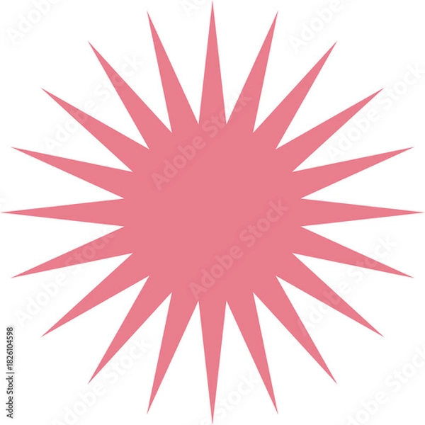 Obraz Pink Sunburst Starburst Shape with 24 Jagged Rays on Transparent Background Abstract Geometric Form