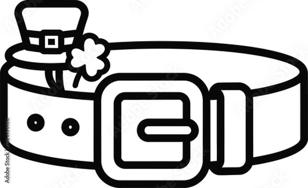 Fototapeta St patricks day belt with a leprechaun hat and shamrock, a festive irish celebration accessory