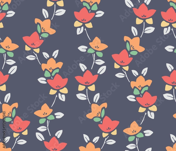 Obraz Japanese Cute Swirl Flower Vector Seamless Pattern