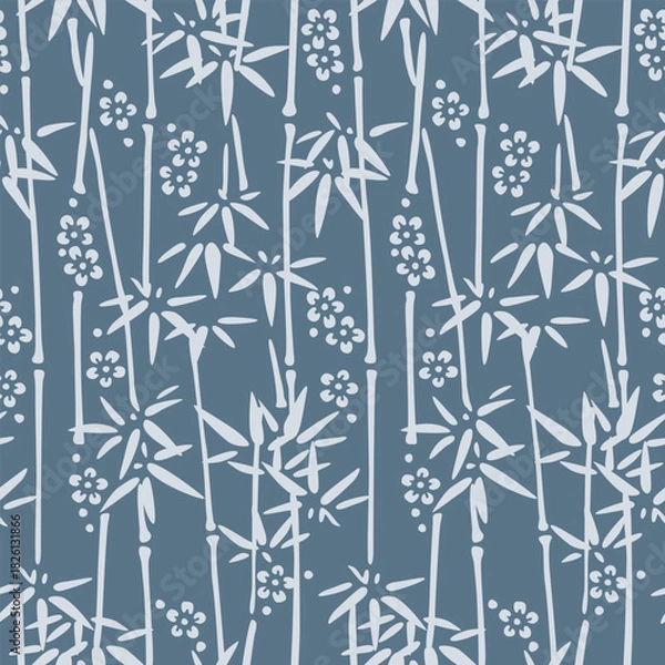 Fototapeta Japanese Bamboo Branch Flower Vector Seamless Pattern
