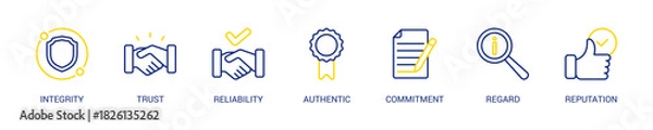Fototapeta Credibility Line Color Icon Set For Web Banner. Vector Illustration Concept With Some Icons. Designed In Line Color Style