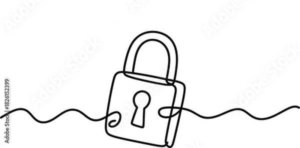 Fototapeta Padlock continuous line drawing Vector