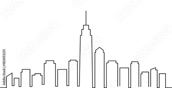 Fototapeta Skyline city urban architecture outline Vector