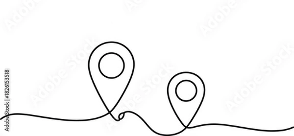 Fototapeta Map pin continuous line route Vector