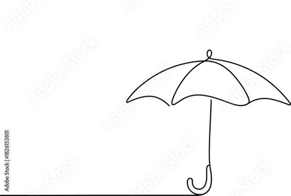 Fototapeta Umbrella continuous line art drawing Vector
