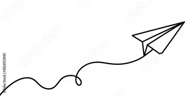 Fototapeta Paper airplane with flight path Vector