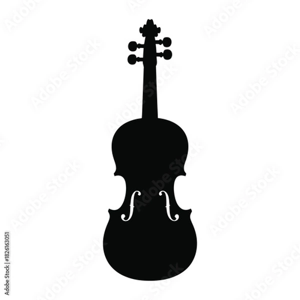 Fototapeta Black silhouette of a violin on a white background