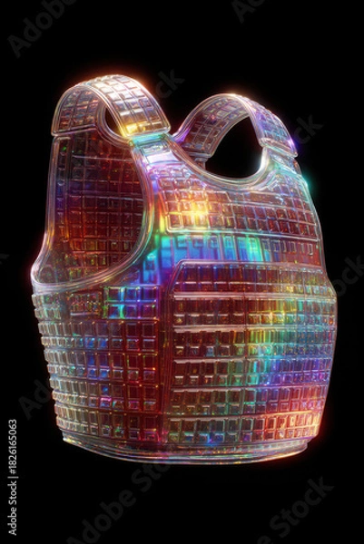 Fototapeta Transparent futuristic vest with colorful glowing light