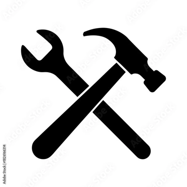 Fototapeta Wrench and Hammer Tools Icon on White Background.