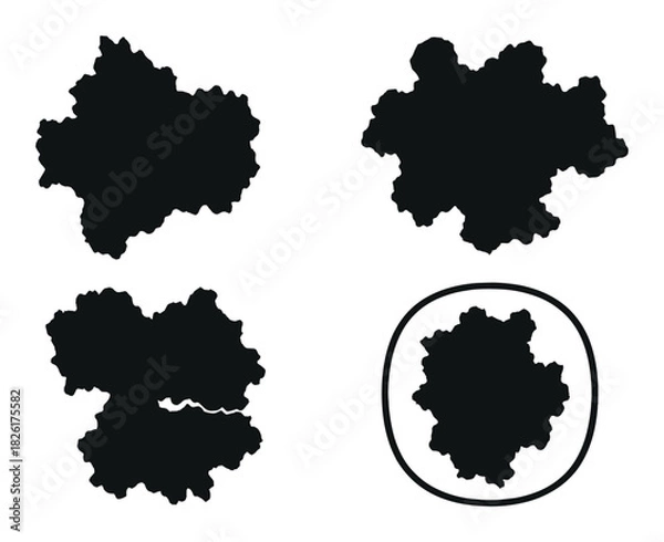 Fototapeta Black puzzle shapes on gradient background with highlighted piece